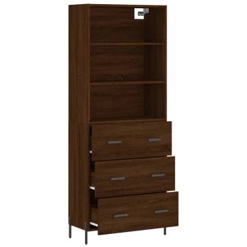 Elegant Highboard Brown Oak - 69.5x34x180 cm | HipoMarket UK