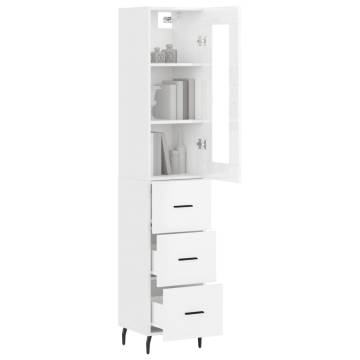 Stylish Highboard High Gloss White - 34.5x34x180 cm | Hipo Market