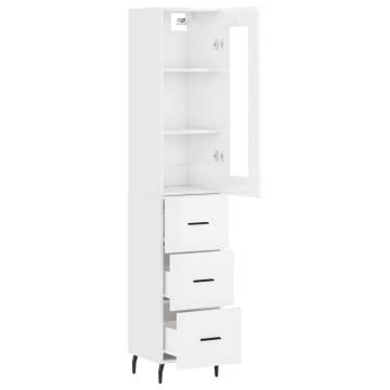 Stylish Highboard High Gloss White - 34.5x34x180 cm | Hipo Market