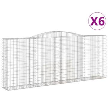 Arched Gabion Baskets - 6 pcs, Galvanised Iron, 400x50x160/180 cm