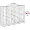 Arched Gabion Baskets - 10 pcs Galvanised Iron | HipoMarket UK