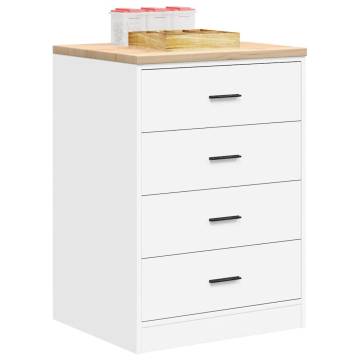 Garage Storage Cabinet White - 60x51x85 cm Solid Wood Pine