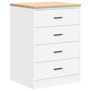 Garage Storage Cabinet White - 60x51x85 cm Solid Wood Pine