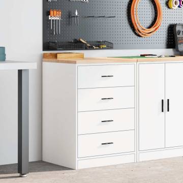 Garage Storage Cabinet White - 60x51x85 cm Solid Wood Pine