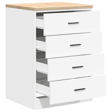 Garage Storage Cabinet White - 60x51x85 cm Solid Wood Pine