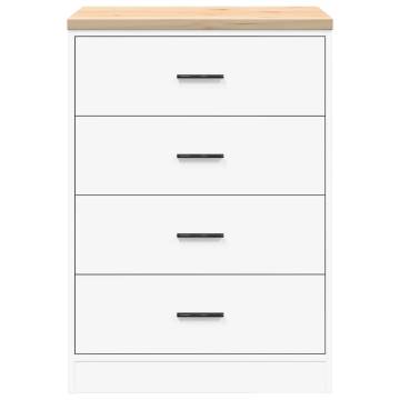 Garage Storage Cabinet White - 60x51x85 cm Solid Wood Pine