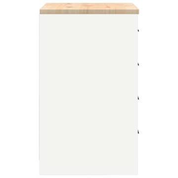 Garage Storage Cabinet White - 60x51x85 cm Solid Wood Pine