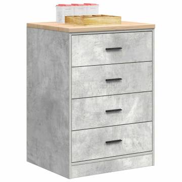 Garage Storage Cabinet Concrete Grey - Durable Pinewood Design