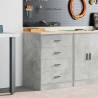 Garage Storage Cabinet Concrete Grey - Durable Pinewood Design