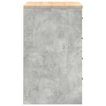 Garage Storage Cabinet Concrete Grey - Durable Pinewood Design