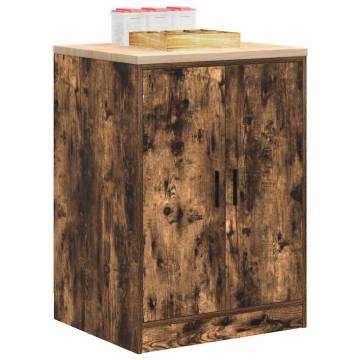 Garage Storage Cabinet Smoked Oak - Durable Pine 60x51x85 cm