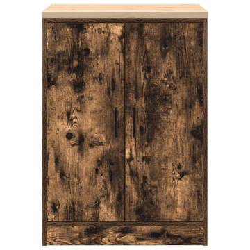 Garage Storage Cabinet Smoked Oak - Durable Pine 60x51x85 cm