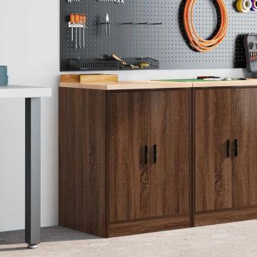 Garage Storage Cabinet Brown Oak Solid Wood - 60x51x85 cm