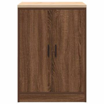 Garage Storage Cabinet Brown Oak Solid Wood - 60x51x85 cm