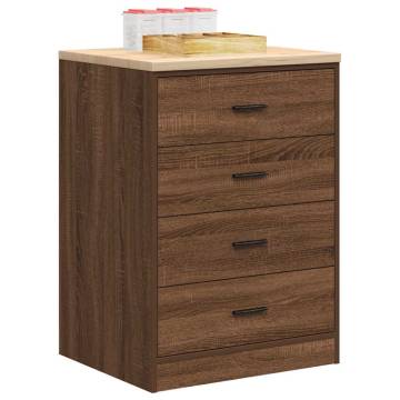 Garage Storage Cabinet Brown Oak - Solid Wood - 60x51x85 cm