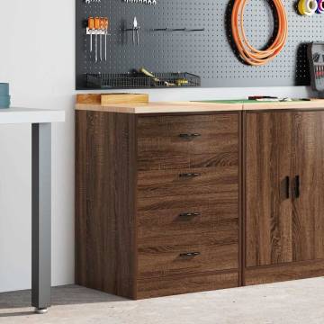 Garage Storage Cabinet Brown Oak - Solid Wood - 60x51x85 cm