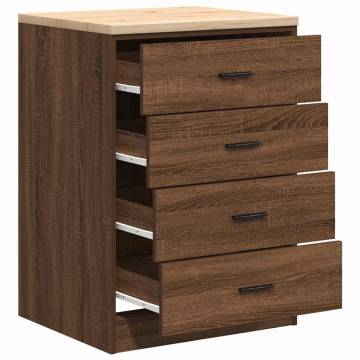 Garage Storage Cabinet Brown Oak - Solid Wood - 60x51x85 cm