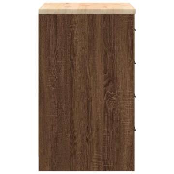 Garage Storage Cabinet Brown Oak - Solid Wood - 60x51x85 cm