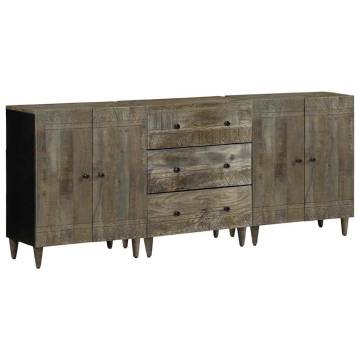 3 Piece Light Grey Sideboards - Solid Wood Mango | HipoMarket