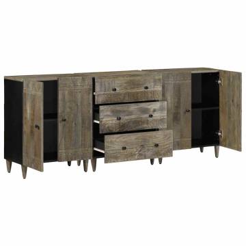 3 Piece Light Grey Sideboards - Solid Wood Mango | HipoMarket