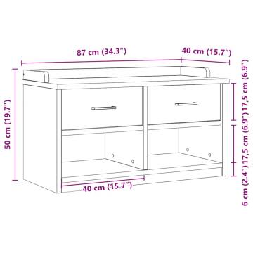 Hallway Bench SANDNES 87x40x50 cm Solid Pine Wood