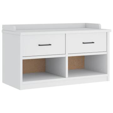 SANDNES White Hallway Bench - Solid Pinewood Storage 87x40x50 cm