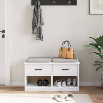 SANDNES White Hallway Bench - Solid Pinewood Storage 87x40x50 cm