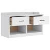 SANDNES White Hallway Bench - Solid Pinewood Storage 87x40x50 cm