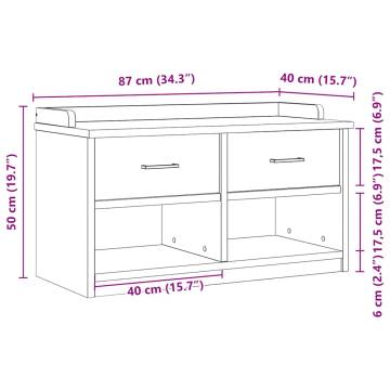 SANDNES White Hallway Bench - Solid Pinewood Storage 87x40x50 cm