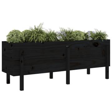 Garden Raised Bed Black 160x50x57 cm - Solid Pine Wood