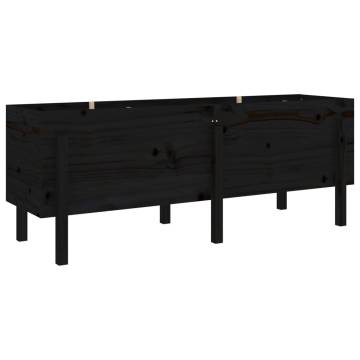 Garden Raised Bed Black 160x50x57 cm - Solid Pine Wood