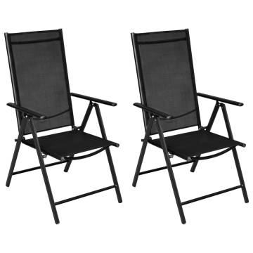 Stylish 3 Piece Bistro Set - Aluminium & Textilene - Black