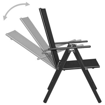 Stylish 3 Piece Bistro Set - Aluminium & Textilene - Black