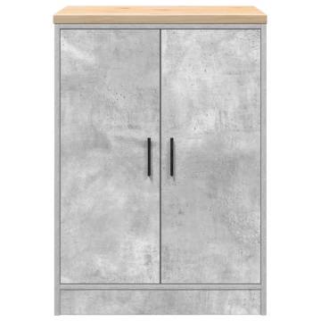 Garage Storage Cabinet Concrete Grey - Solid Wood Pine 60x51x85 cm