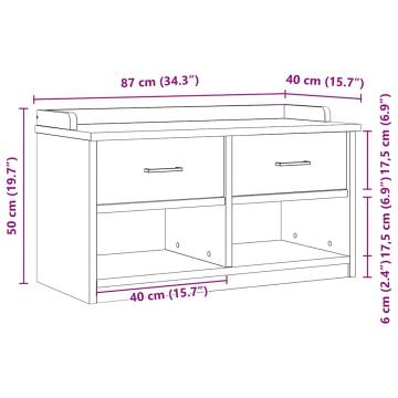 SANDNES Hallway Bench - Solid Pine Wood 87x40x50 cm