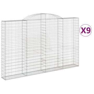 Arched Gabion Baskets 9 pcs | Galvanised Iron Garden Barriers