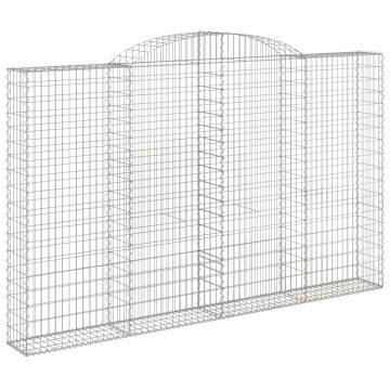 Arched Gabion Baskets 9 pcs | Galvanised Iron Garden Barriers