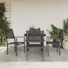 5 Piece Garden Dining Set Black Steel and Textilene Size 80 cm table length Number of 4 