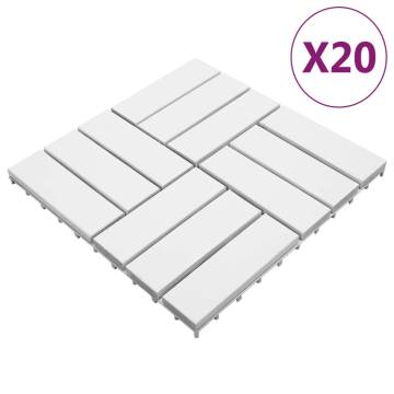 Decking Tiles 20 pcs Solid Acacia Wood 30x30 cm White