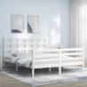 Bed Frame with Headboard White 160x200 cm Solid Wood Colour white Size 160 x 200 cm 