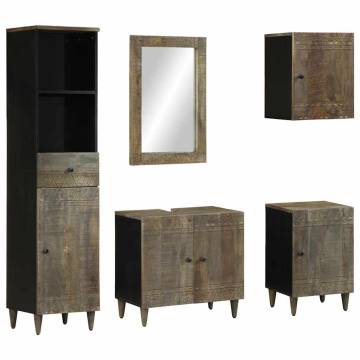 5 Piece Solid Wood Mango Bathroom Furniture Set - Stylish & Durable