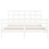 White Bed Frame with Headboard 160x200 cm | Solid Wood