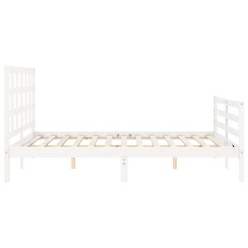 White Bed Frame with Headboard 160x200 cm | Solid Wood