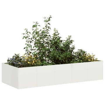 Stylish White Steel Planter | 200x80x40 cm for Gardens & Balconies