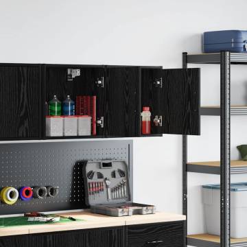 Garage Wall Cabinets 2 pcs - Black Engineered Wood Storage