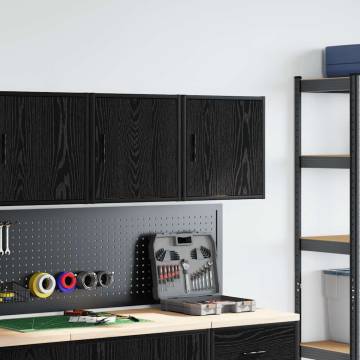 Garage Wall Cabinets 2 pcs - Black Engineered Wood Storage