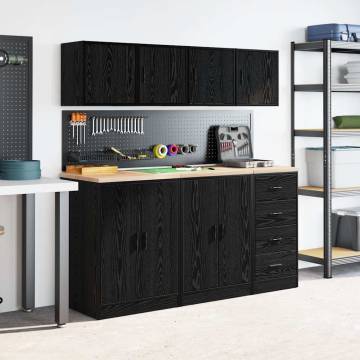 Garage Wall Cabinets 2 pcs - Black Engineered Wood Storage