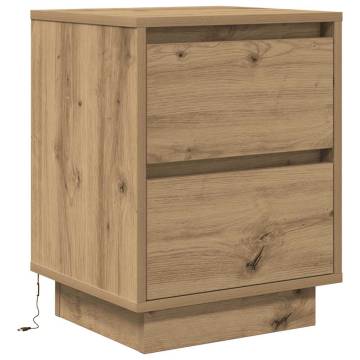 Stylish Bedside Cabinet with LED Lights - Artisan Oak