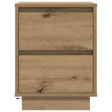 Stylish Bedside Cabinet with LED Lights - Artisan Oak