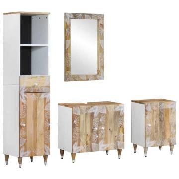 4 Piece Bathroom Furniture Set - Solid Mango Wood | HipoMarket